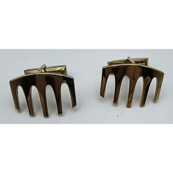 Cufflinks Vintage Golden Archway Architectural Design Mens Cuff Links Tie Bar - Picture 3 of 5